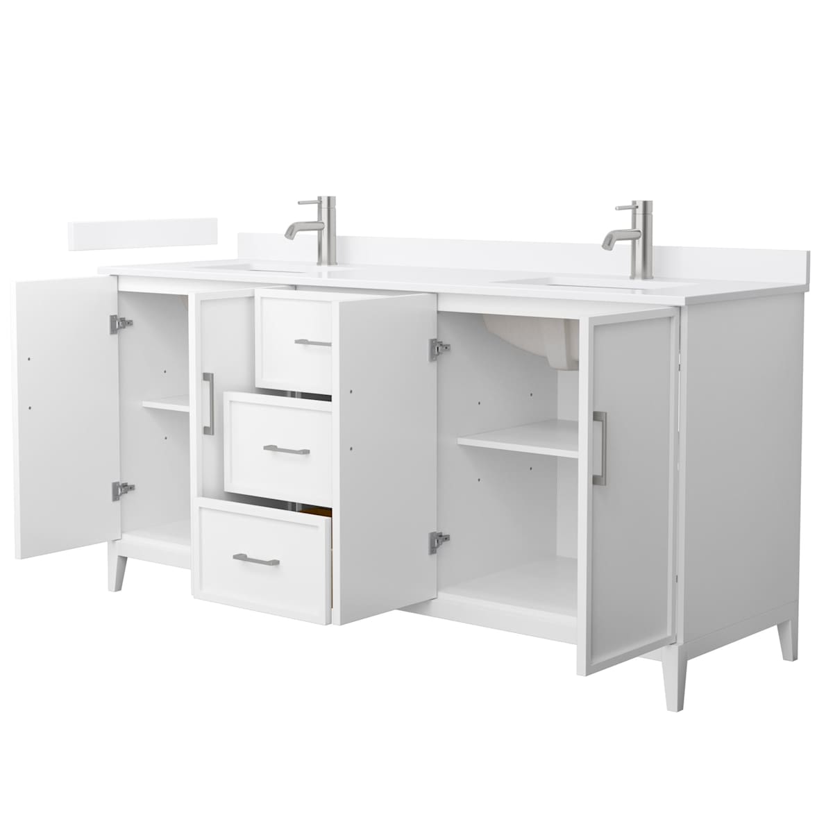 Elan 72" Free Standing Double Basin Vanity Set with Cabinet and Quartz Vanity Top