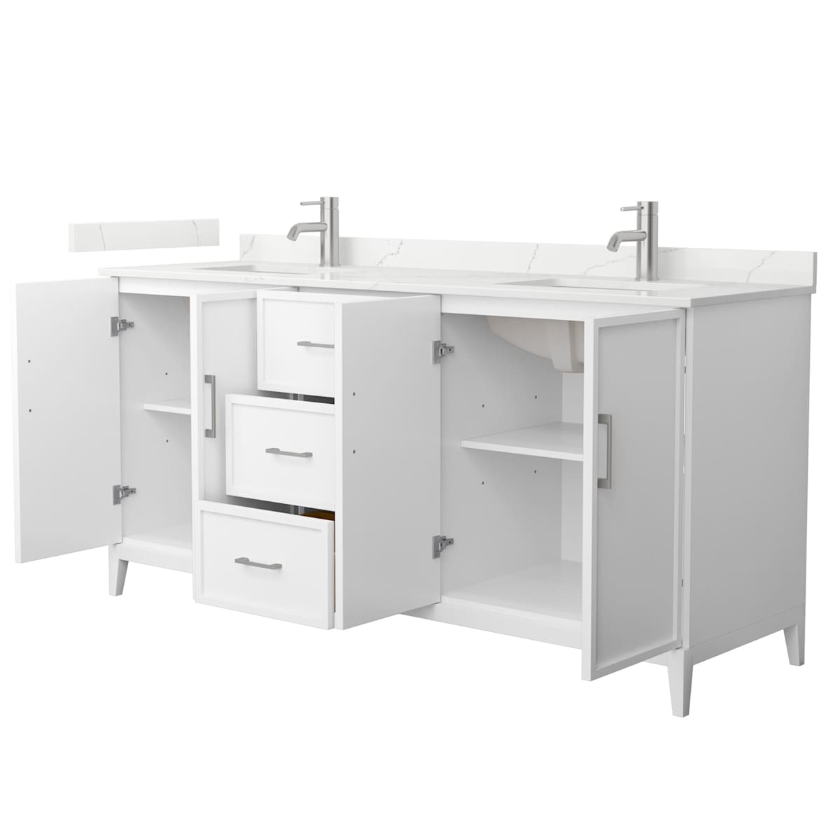 Elan 72" Free Standing Double Basin Vanity Set with Cabinet and Quartz Vanity Top