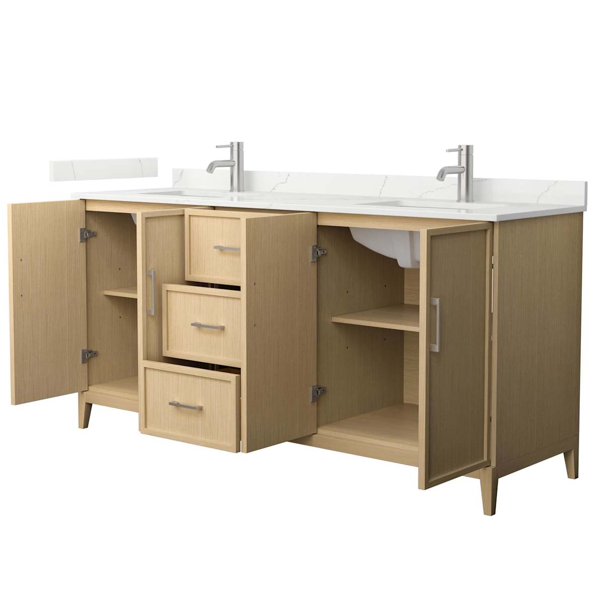 Elan 72" Free Standing Double Basin Vanity Set with Cabinet and Quartz Vanity Top
