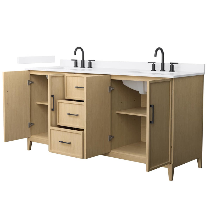 Elan 72" Free Standing Double Basin Vanity Set with Cabinet and Quartz Vanity Top - image 7