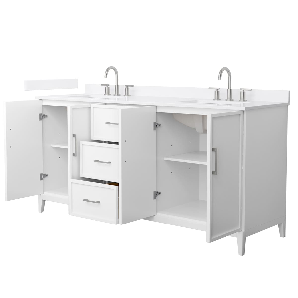 Elan 72" Free Standing Double Basin Vanity Set with Cabinet and Quartz Vanity Top