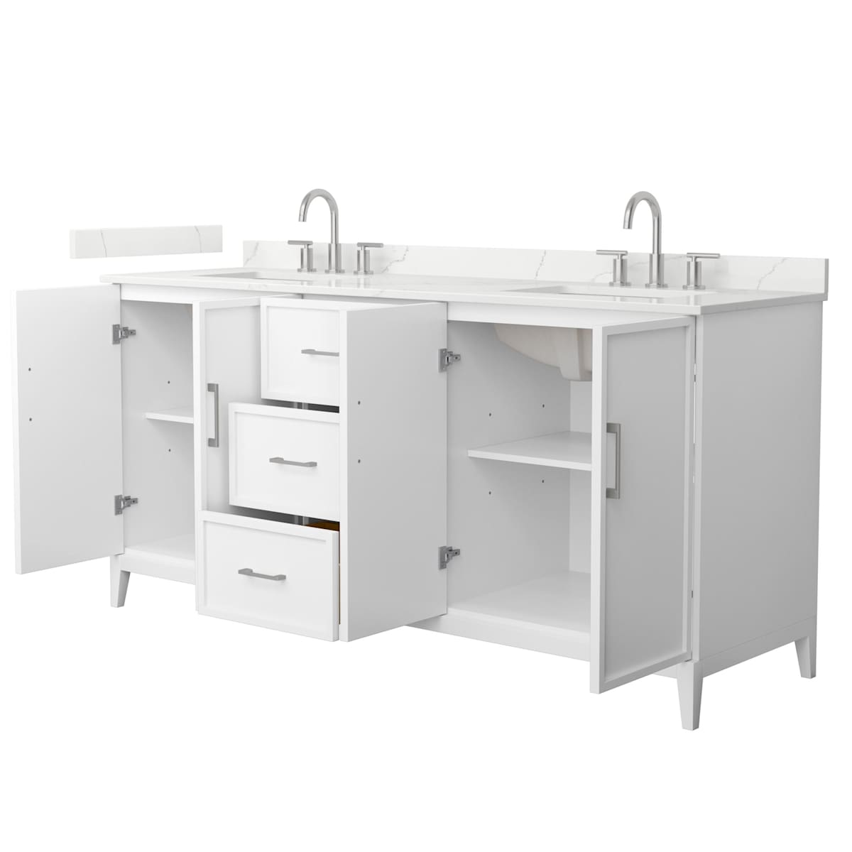 Elan 72" Free Standing Double Basin Vanity Set with Cabinet and Quartz Vanity Top