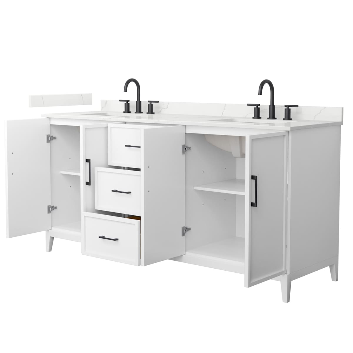 Elan 72" Free Standing Double Basin Vanity Set with Cabinet and Quartz Vanity Top