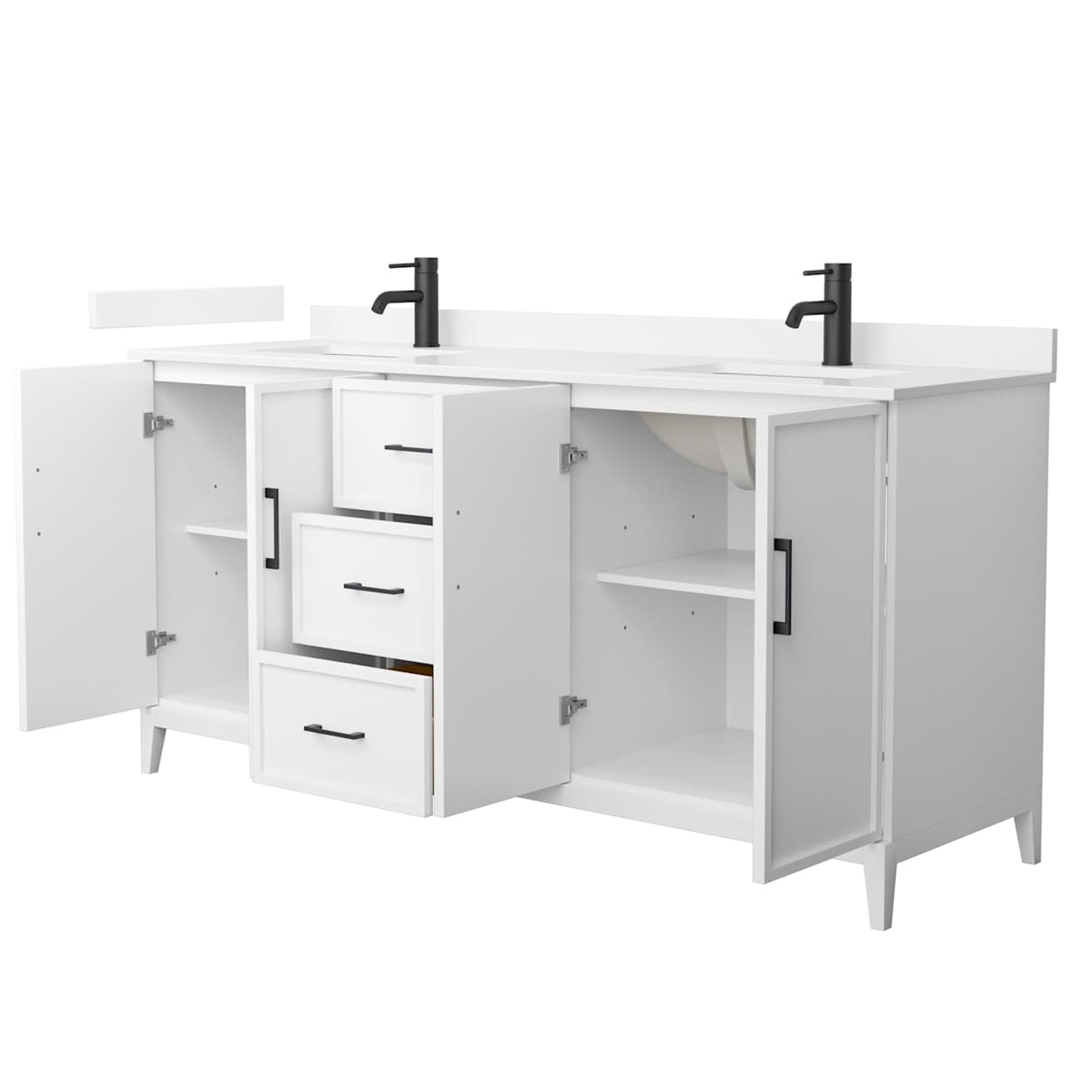 Elan 72" Free Standing Double Basin Vanity Set with Cabinet and Cultured Marble Vanity Top