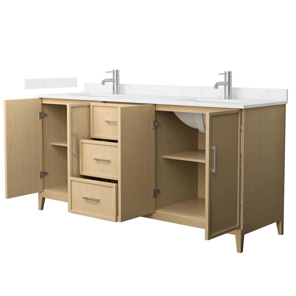 Elan 72" Free Standing Double Basin Vanity Set with Cabinet and Cultured Marble Vanity Top