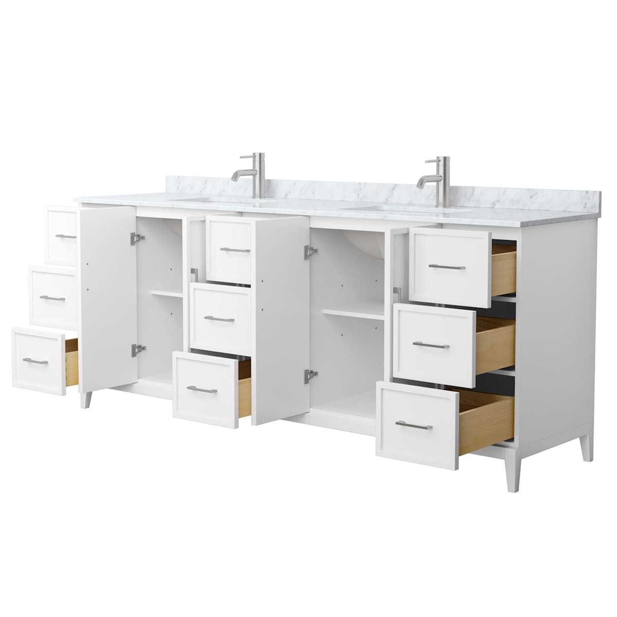 Elan 84" Free Standing Double Basin Vanity Set with Cabinet and Marble Vanity Top - image 6