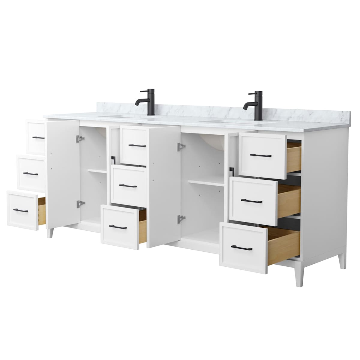 Elan 84" Free Standing Double Basin Vanity Set with Cabinet and Marble Vanity Top