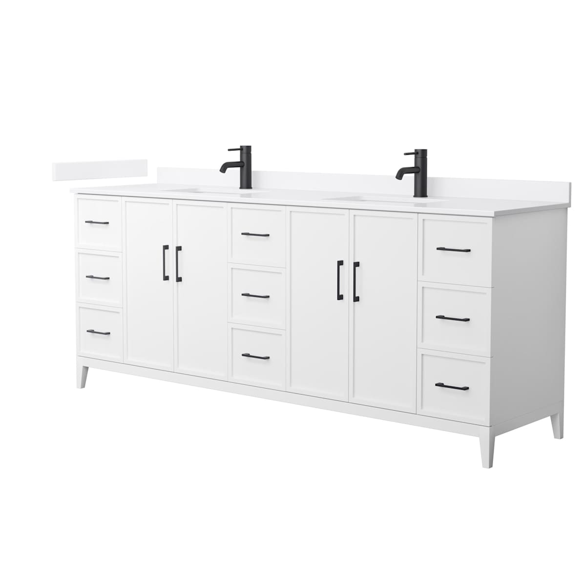 Elan 84" Free Standing Double Basin Vanity Set with Cabinet and Quartz Vanity Top