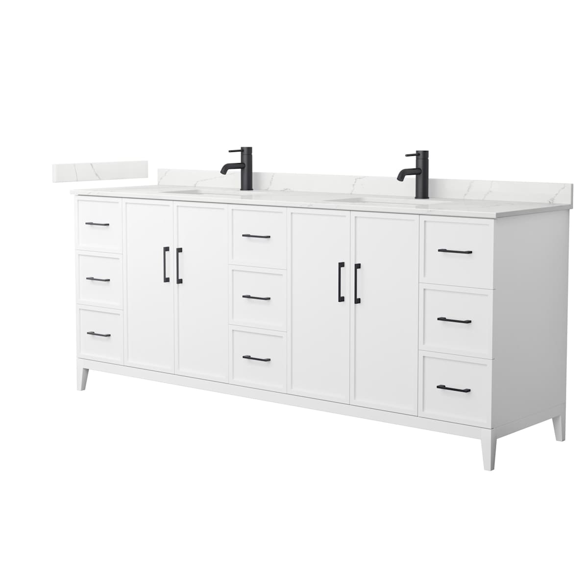 Elan 84" Free Standing Double Basin Vanity Set with Cabinet and Quartz Vanity Top