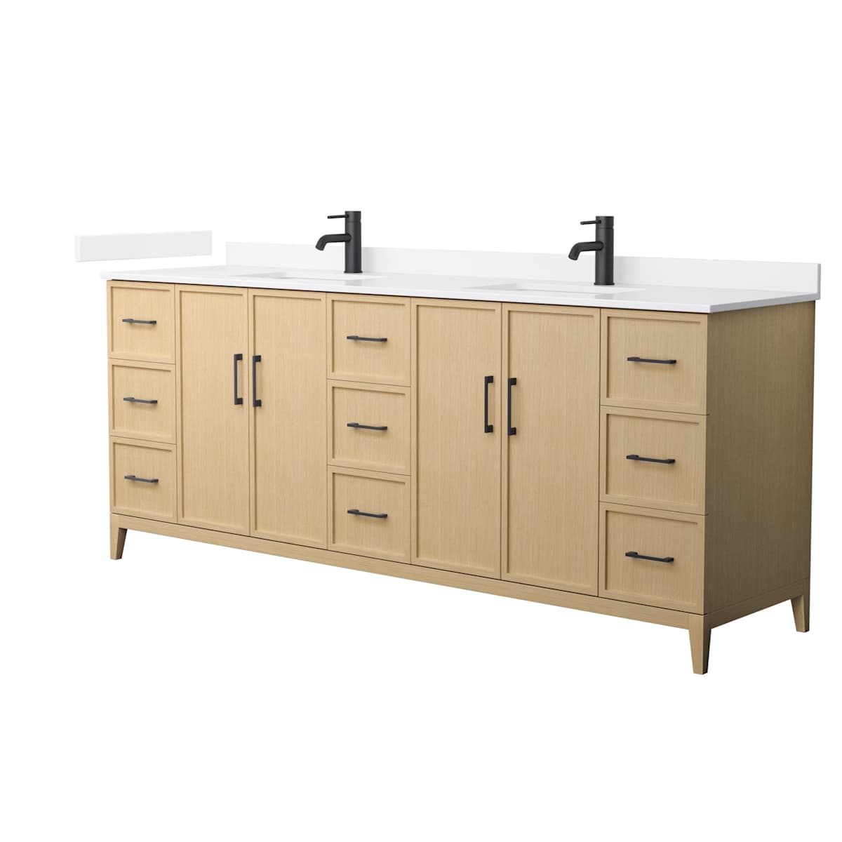 Elan 84" Free Standing Double Basin Vanity Set with Cabinet and Cultured Marble Vanity Top