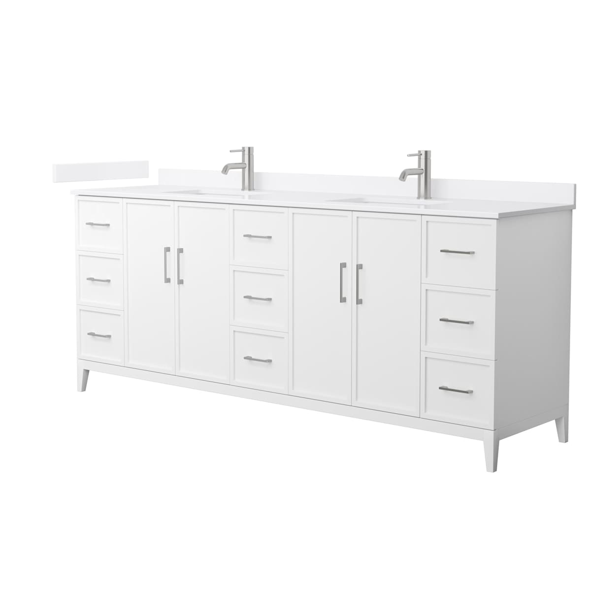 Elan 84" Free Standing Double Basin Vanity Set with Cabinet and Quartz Vanity Top