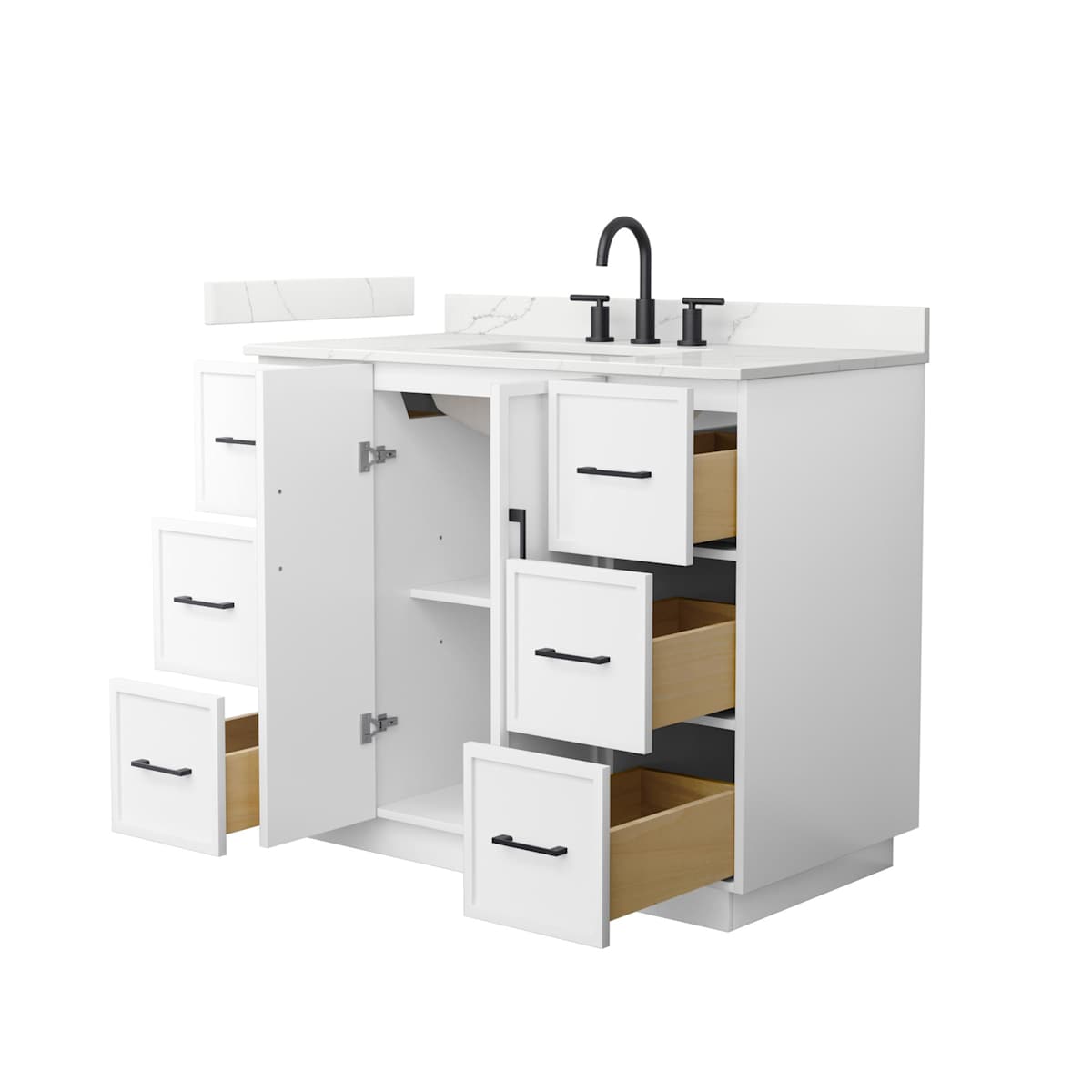 Elan TK 42" Free Standing Single Basin Vanity Set with Cabinet and Quartz Vanity Top