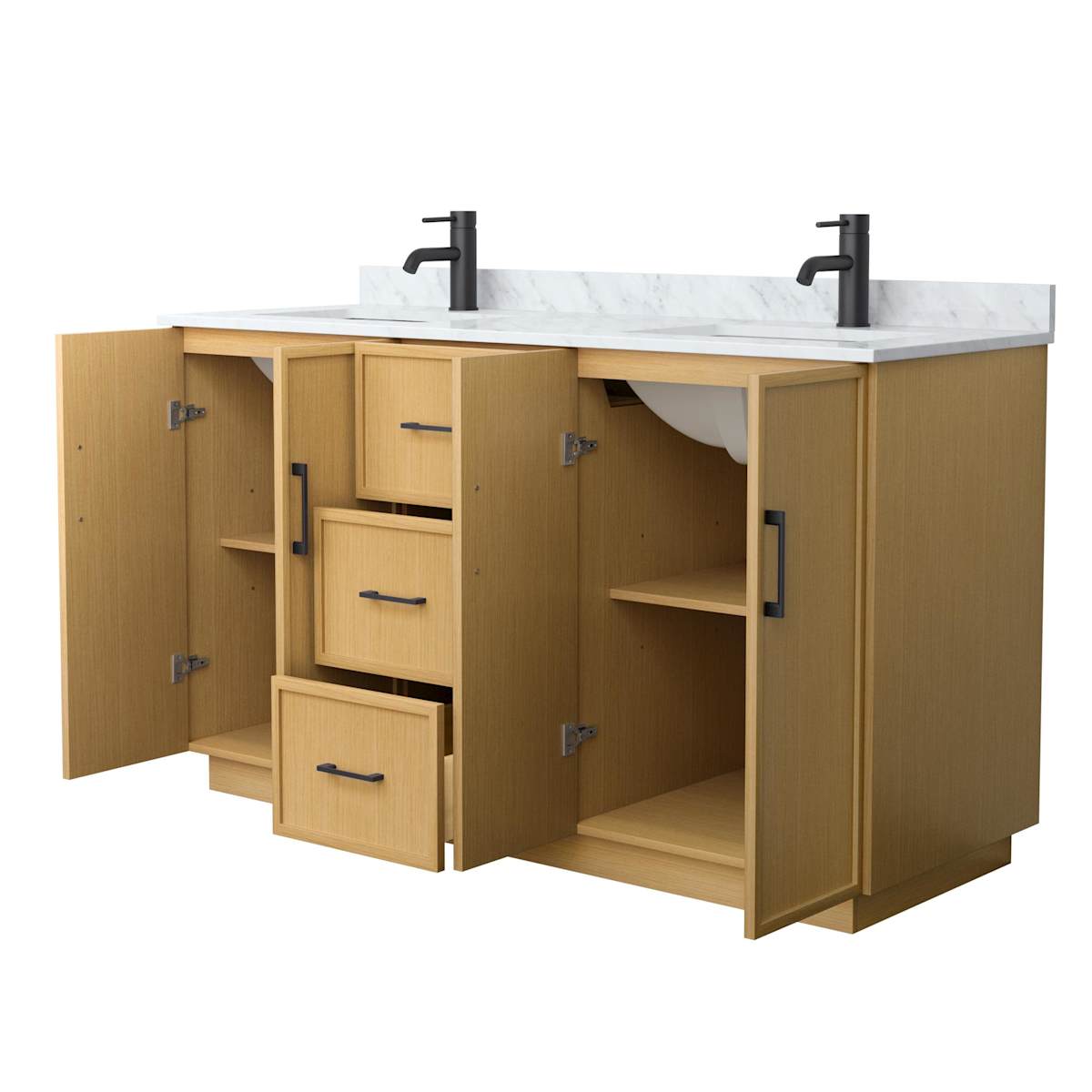 Elan TK 60" Free Standing Double Basin Vanity Set with Cabinet and Marble Vanity Top
