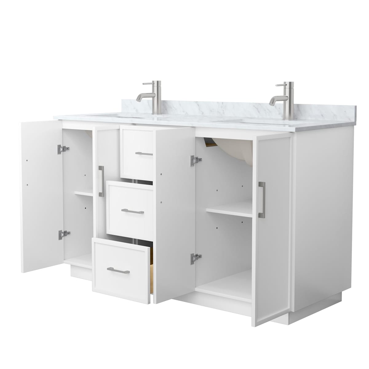 Elan TK 60" Free Standing Double Basin Vanity Set with Cabinet and Marble Vanity Top