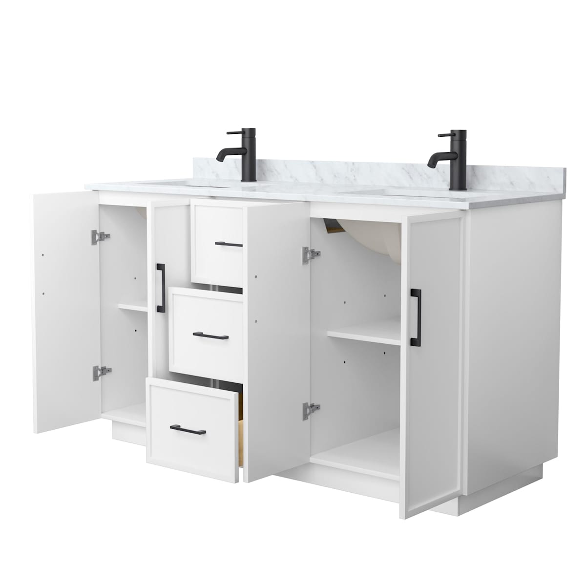 Elan TK 60" Free Standing Double Basin Vanity Set with Cabinet and Marble Vanity Top