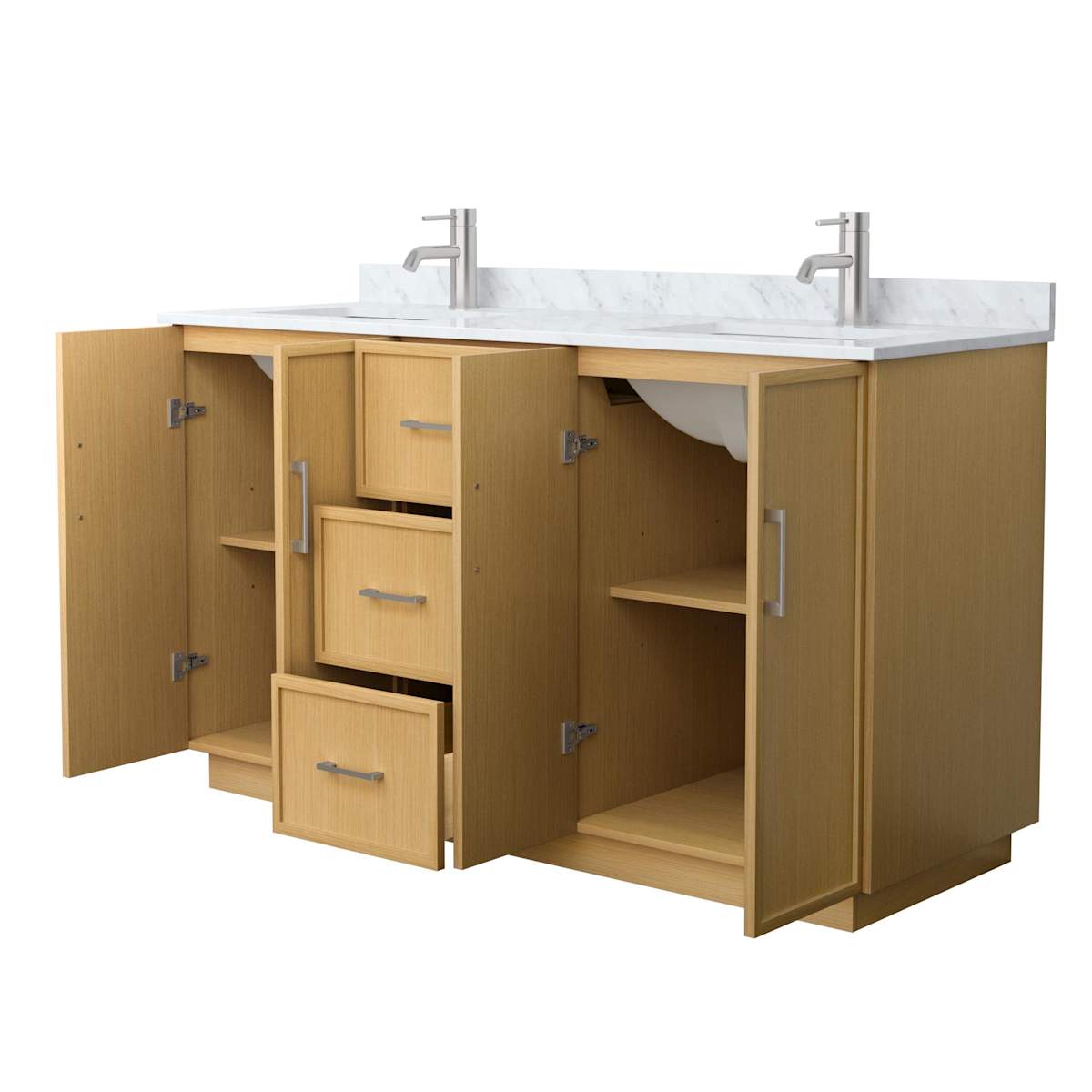 Elan TK 60" Free Standing Double Basin Vanity Set with Cabinet and Marble Vanity Top
