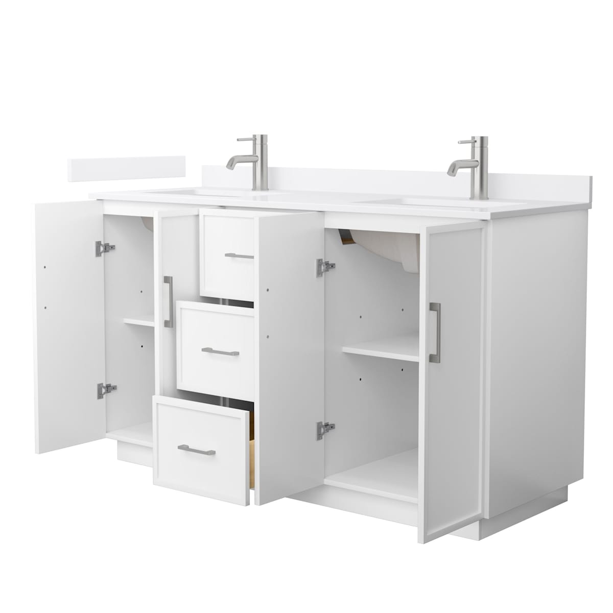 Elan TK 60" Free Standing Double Basin Vanity Set with Cabinet and Quartz Vanity Top