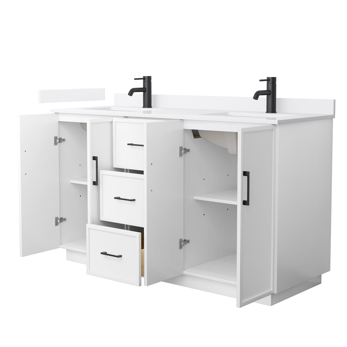Elan TK 60" Free Standing Double Basin Vanity Set with Cabinet and Quartz Vanity Top
