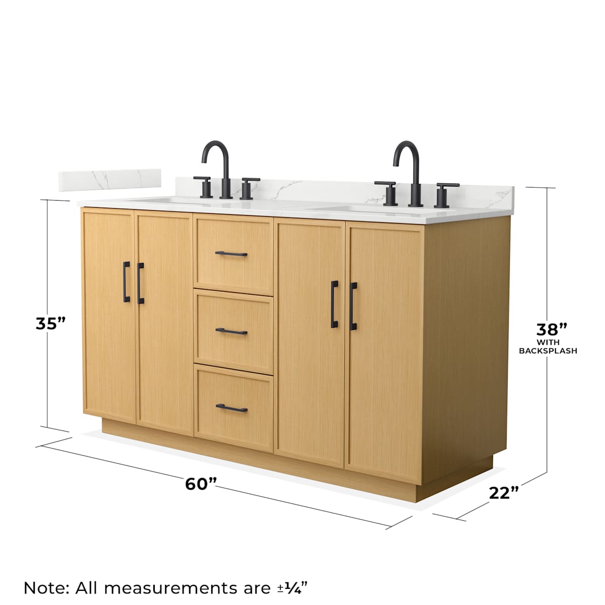 Elan TK 60" Free Standing Double Basin Vanity Set with Cabinet and Quartz Vanity Top