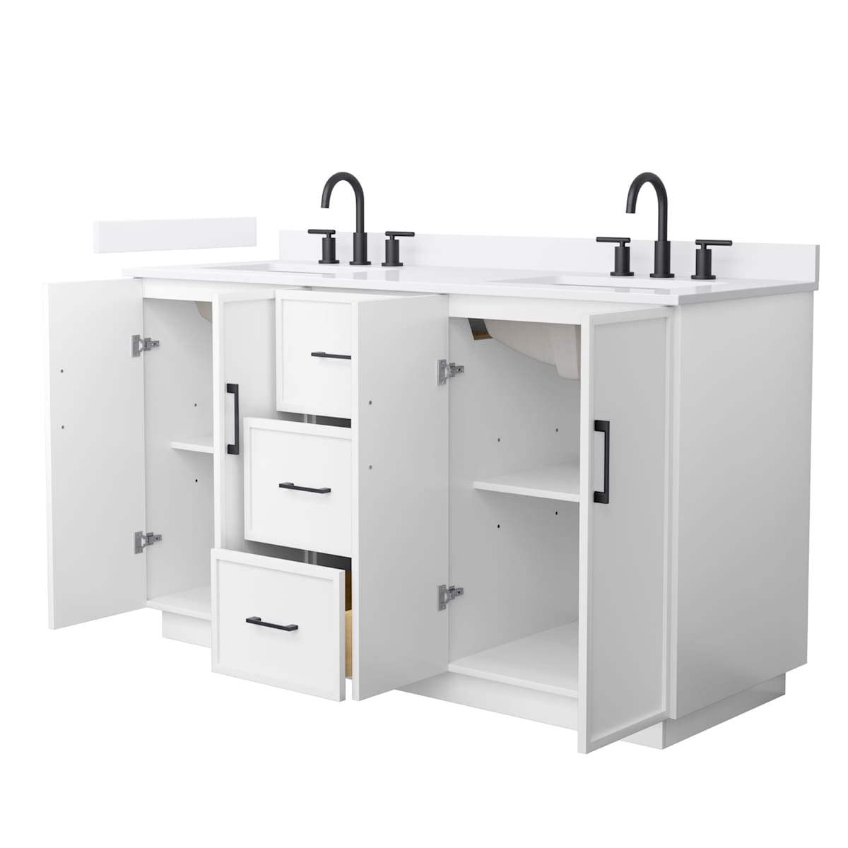 Elan TK 60" Free Standing Double Basin Vanity Set with Cabinet and Quartz Vanity Top