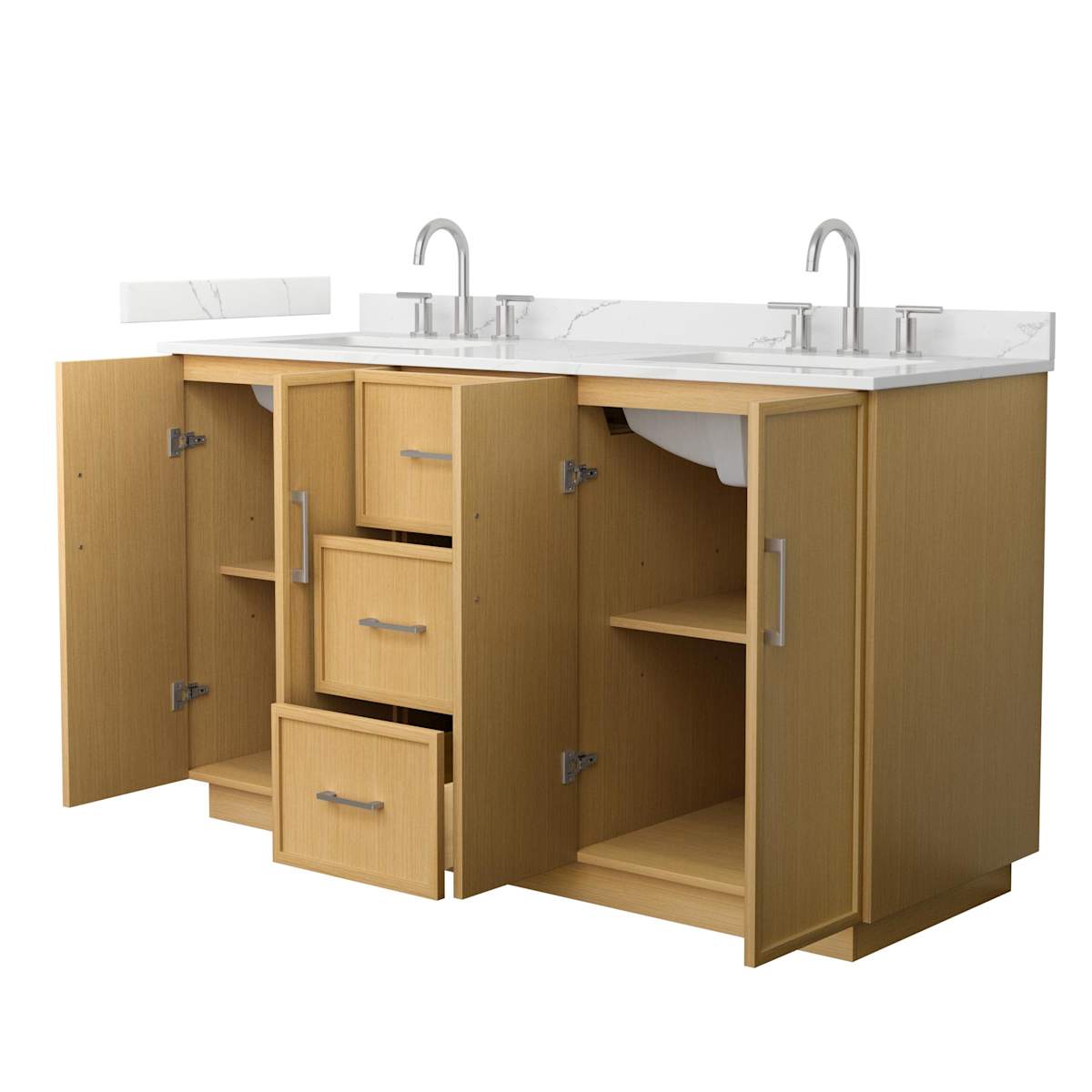 Elan TK 60" Free Standing Double Basin Vanity Set with Cabinet and Quartz Vanity Top - image 13