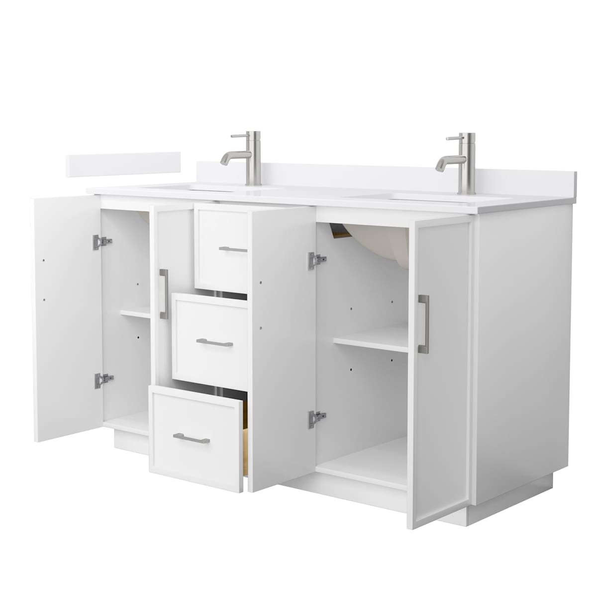Elan TK 60" Free Standing Double Basin Vanity Set with Cabinet and Cultured Marble Vanity Top