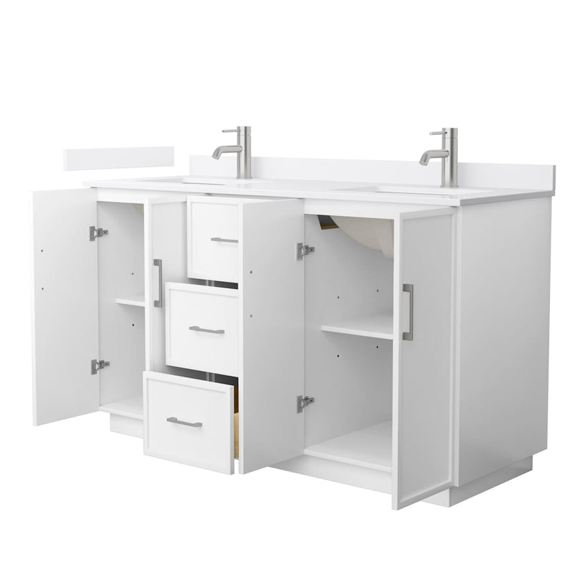 Elan TK 60" Free Standing Double Basin Vanity Set with Cabinet and Cultured Marble Vanity Top - image 7