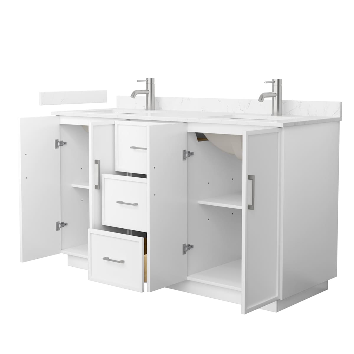 Elan TK 60" Free Standing Double Basin Vanity Set with Cabinet and Cultured Marble Vanity Top