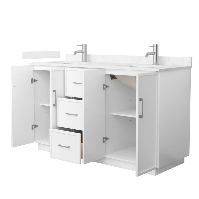 Elan TK 60" Free Standing Double Basin Vanity Set with Cabinet and Cultured Marble Vanity Top - image 8