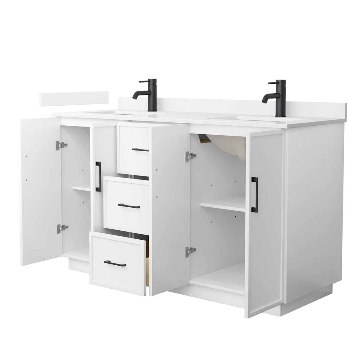 Elan TK 60" Free Standing Double Basin Vanity Set with Cabinet and Cultured Marble Vanity Top