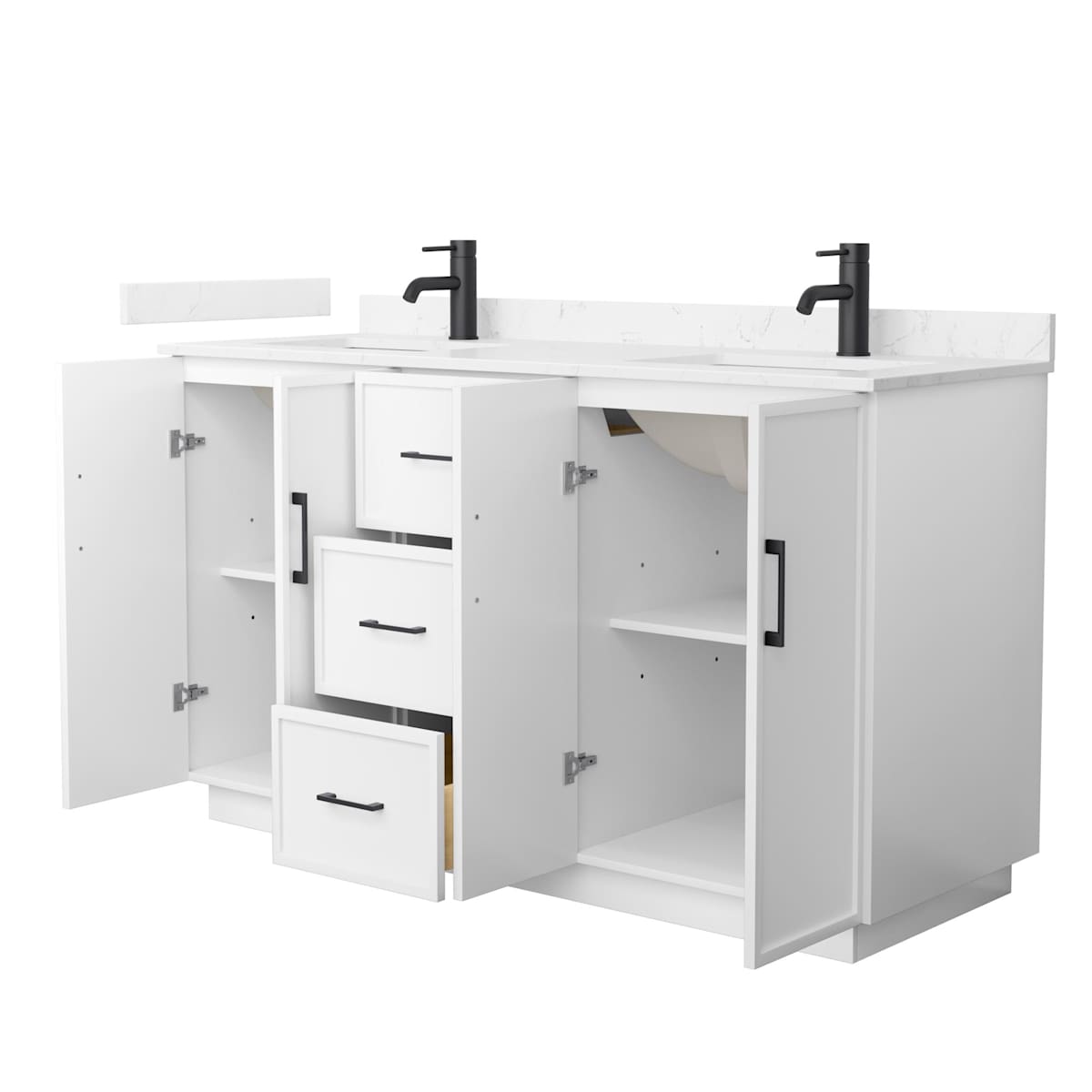 Elan TK 60" Free Standing Double Basin Vanity Set with Cabinet and Cultured Marble Vanity Top