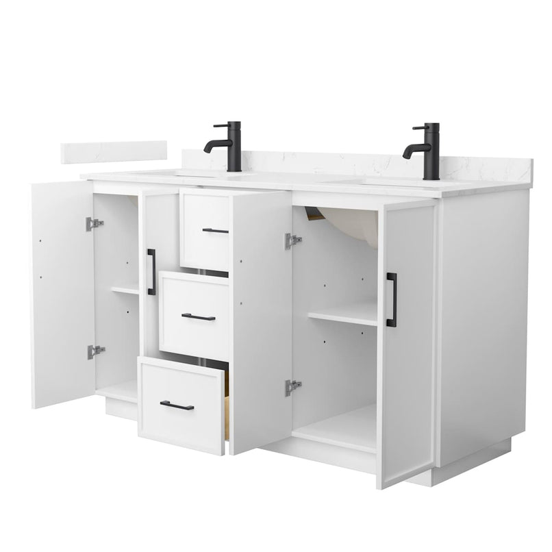 Elan TK 60" Free Standing Double Basin Vanity Set with Cabinet and Cultured Marble Vanity Top - image 10