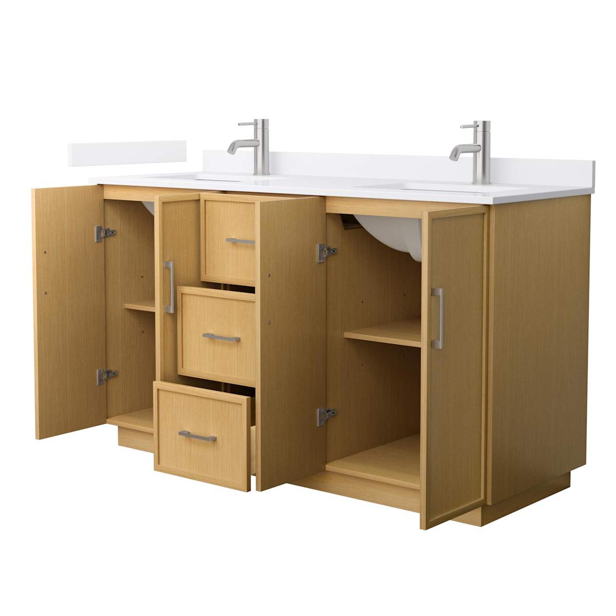 Elan TK 60" Free Standing Double Basin Vanity Set with Cabinet and Cultured Marble Vanity Top