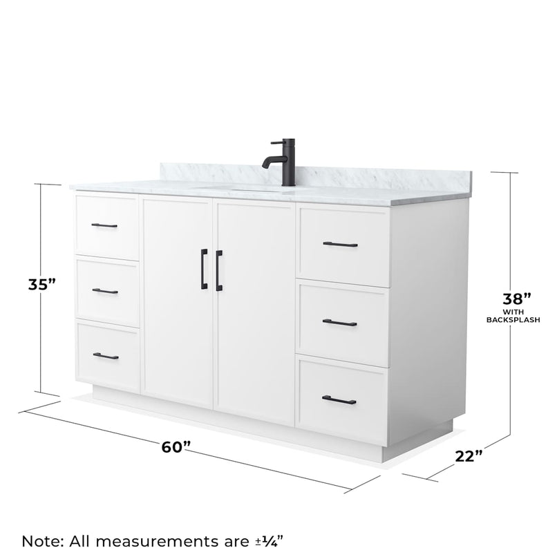 Elan TK 60" Free Standing Single Basin Vanity Set with Cabinet and Marble Vanity Top - image 4