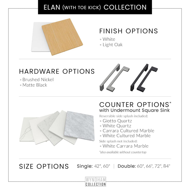 Elan TK 60" Single Free Standing Vanity Cabinet Only - Less Vanity Top - image 4