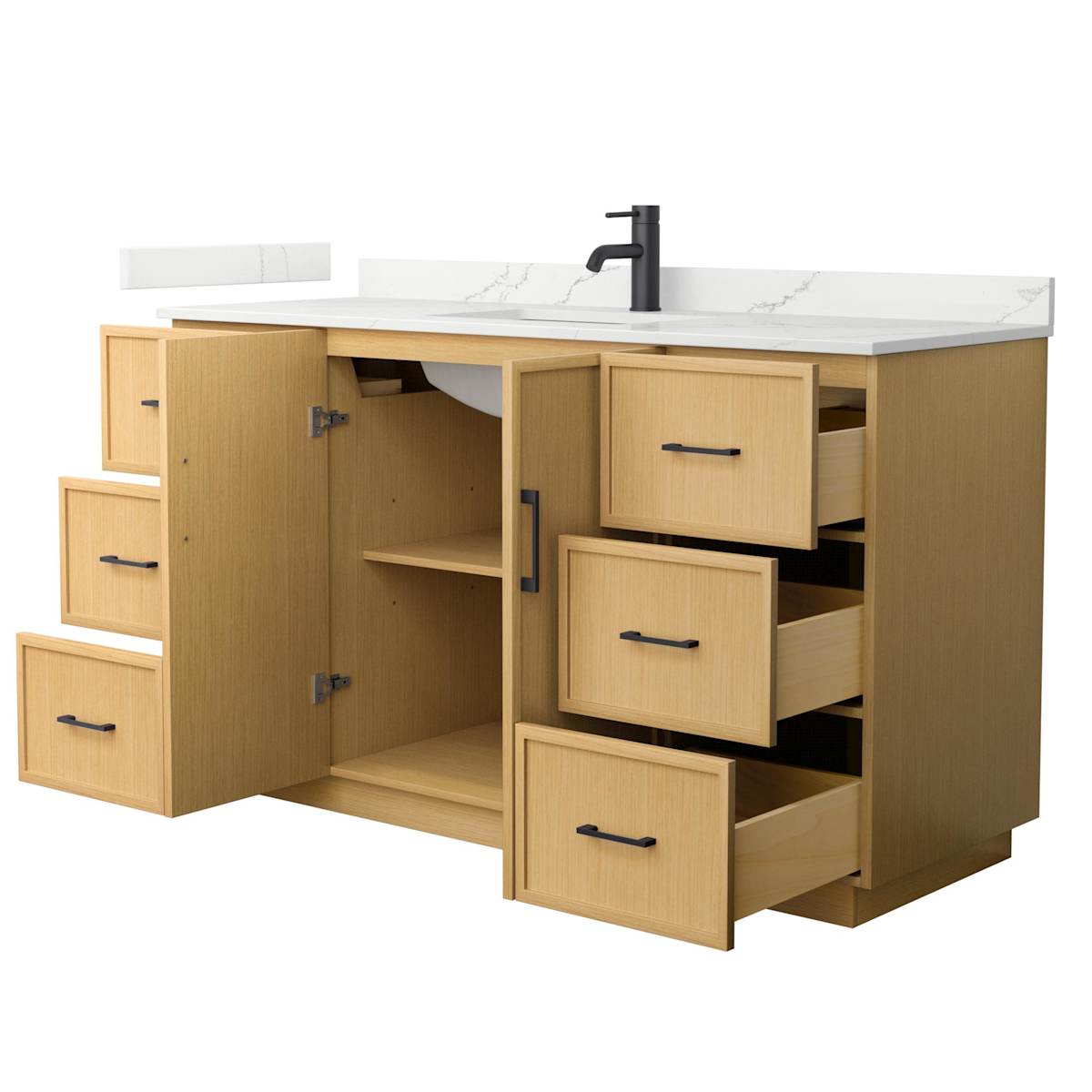 Elan TK 60" Free Standing Single Basin Vanity Set with Cabinet and Quartz Vanity Top