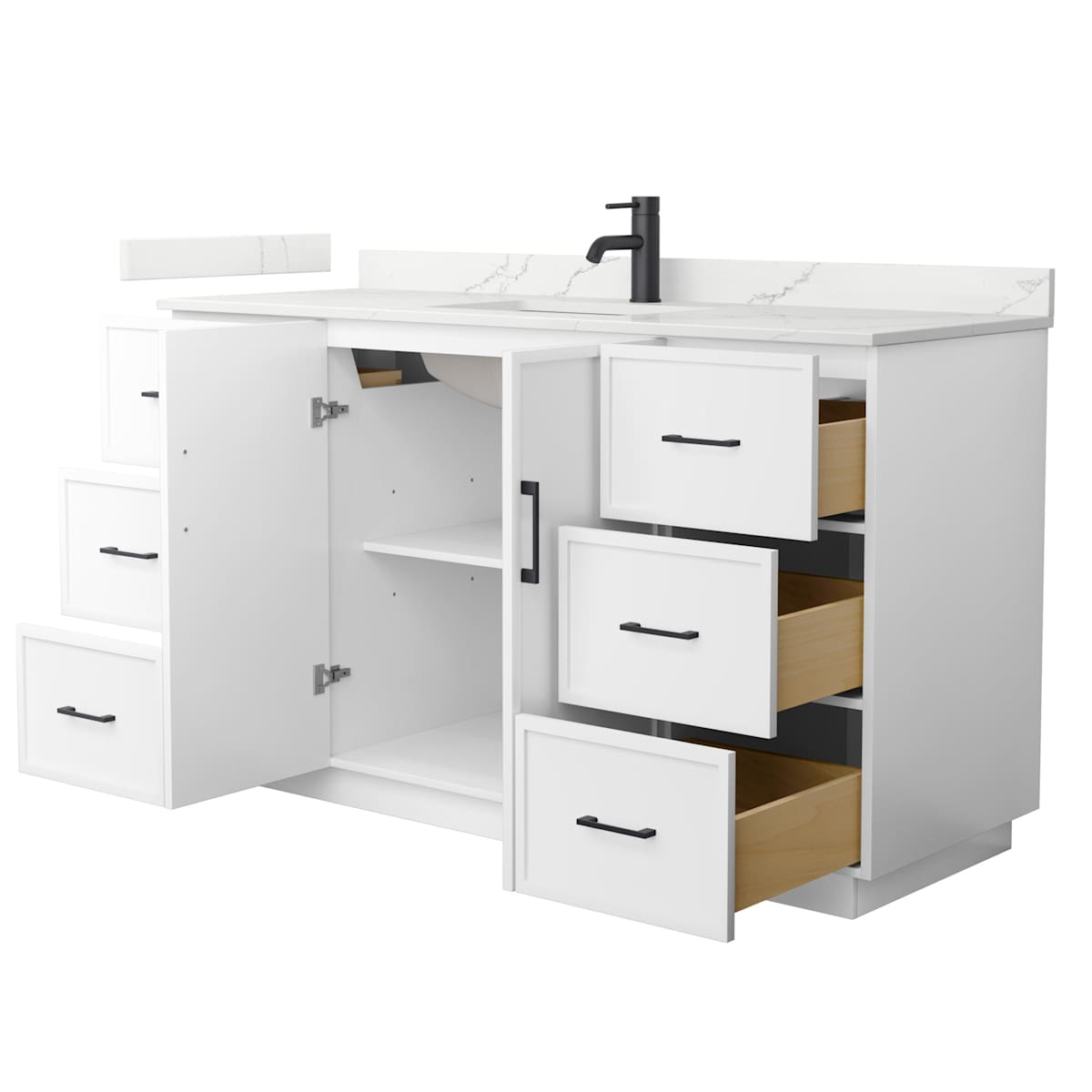 Elan TK 60" Free Standing Single Basin Vanity Set with Cabinet and Quartz Vanity Top