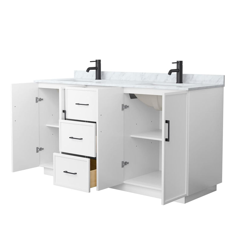 Elan TK 66" Free Standing Double Basin Vanity Set with Cabinet and Marble Vanity Top - image 7