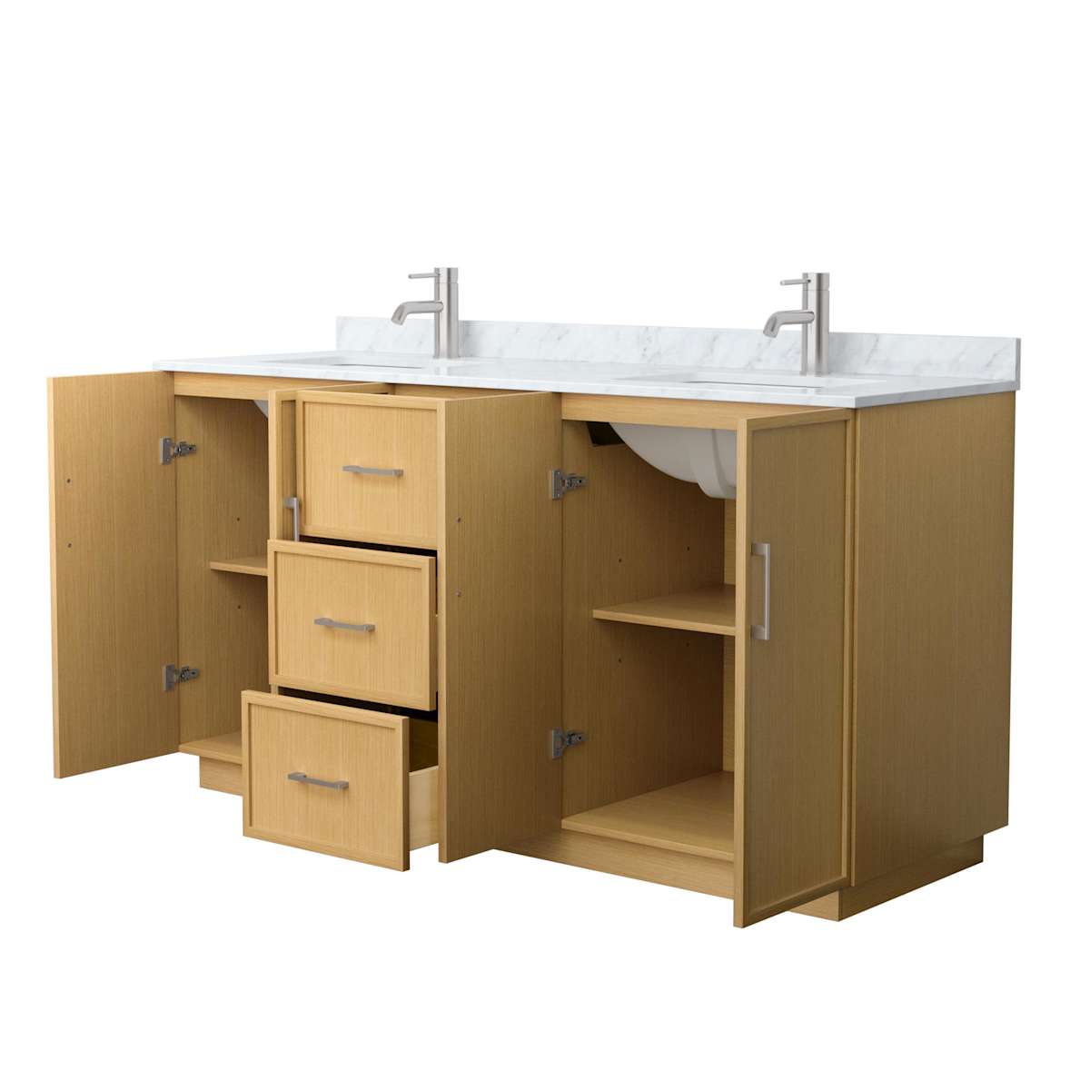 Elan TK 66" Free Standing Double Basin Vanity Set with Cabinet and Marble Vanity Top