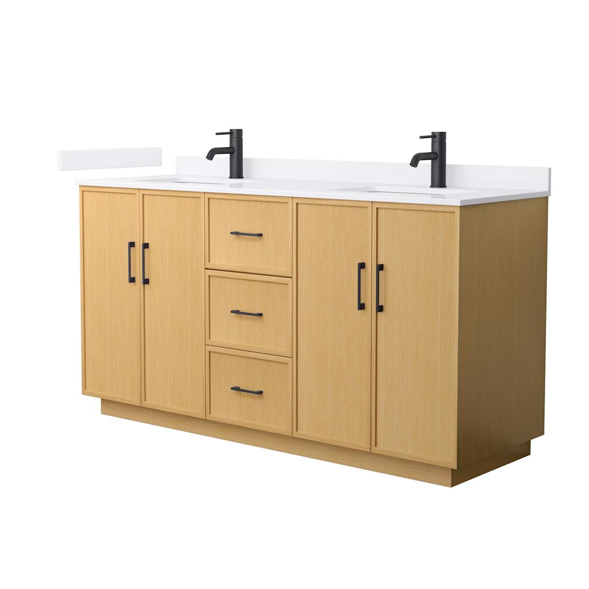 Elan TK 66" Free Standing Double Basin Vanity Set with Cabinet and Quartz Vanity Top