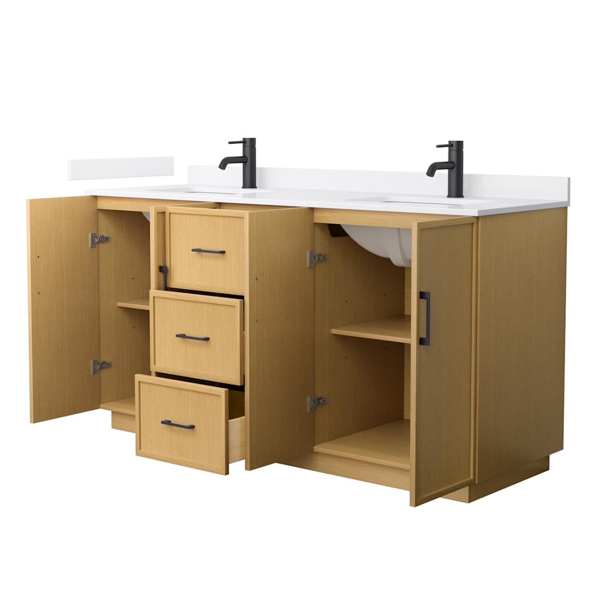 Elan TK 66" Free Standing Double Basin Vanity Set with Cabinet and Cultured Marble Vanity Top
