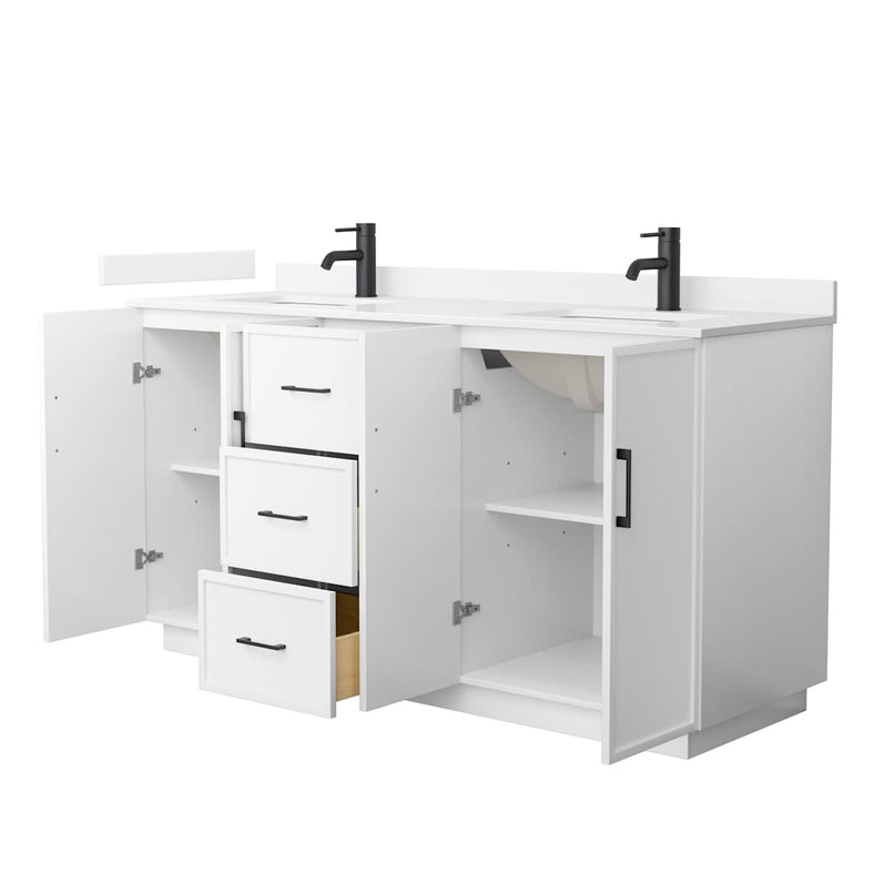 Elan TK 66" Free Standing Double Basin Vanity Set with Cabinet and Cultured Marble Vanity Top - image 10