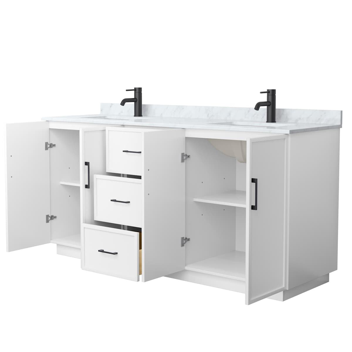 Elan TK 72" Free Standing Double Basin Vanity Set with Cabinet and Marble Vanity Top