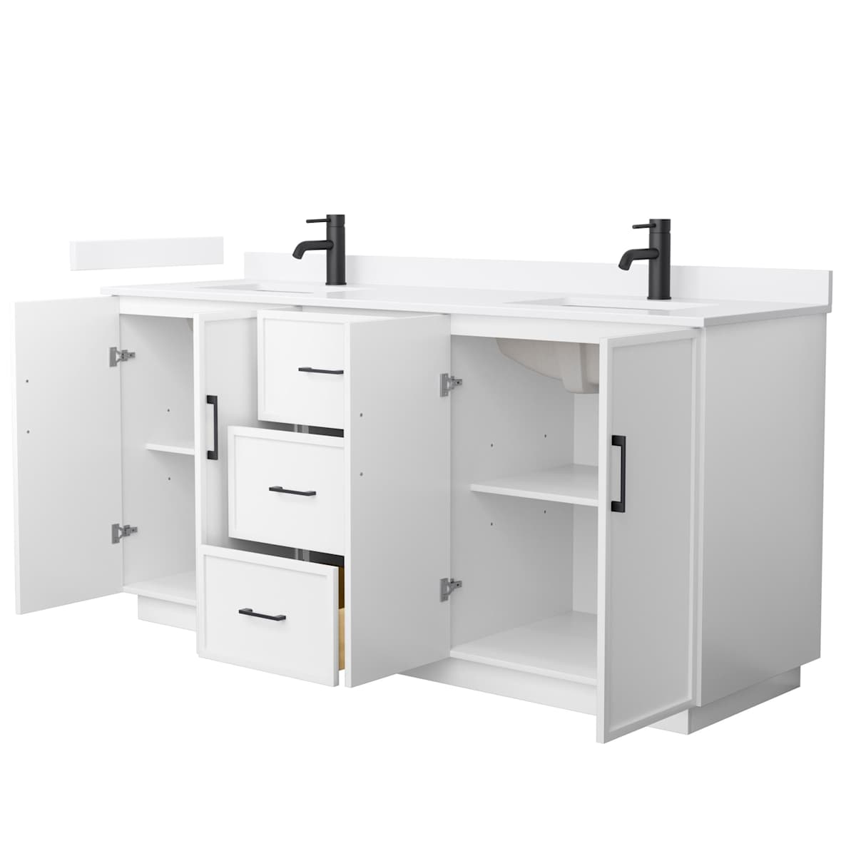 Elan TK 72" Free Standing Double Basin Vanity Set with Cabinet and Quartz Vanity Top
