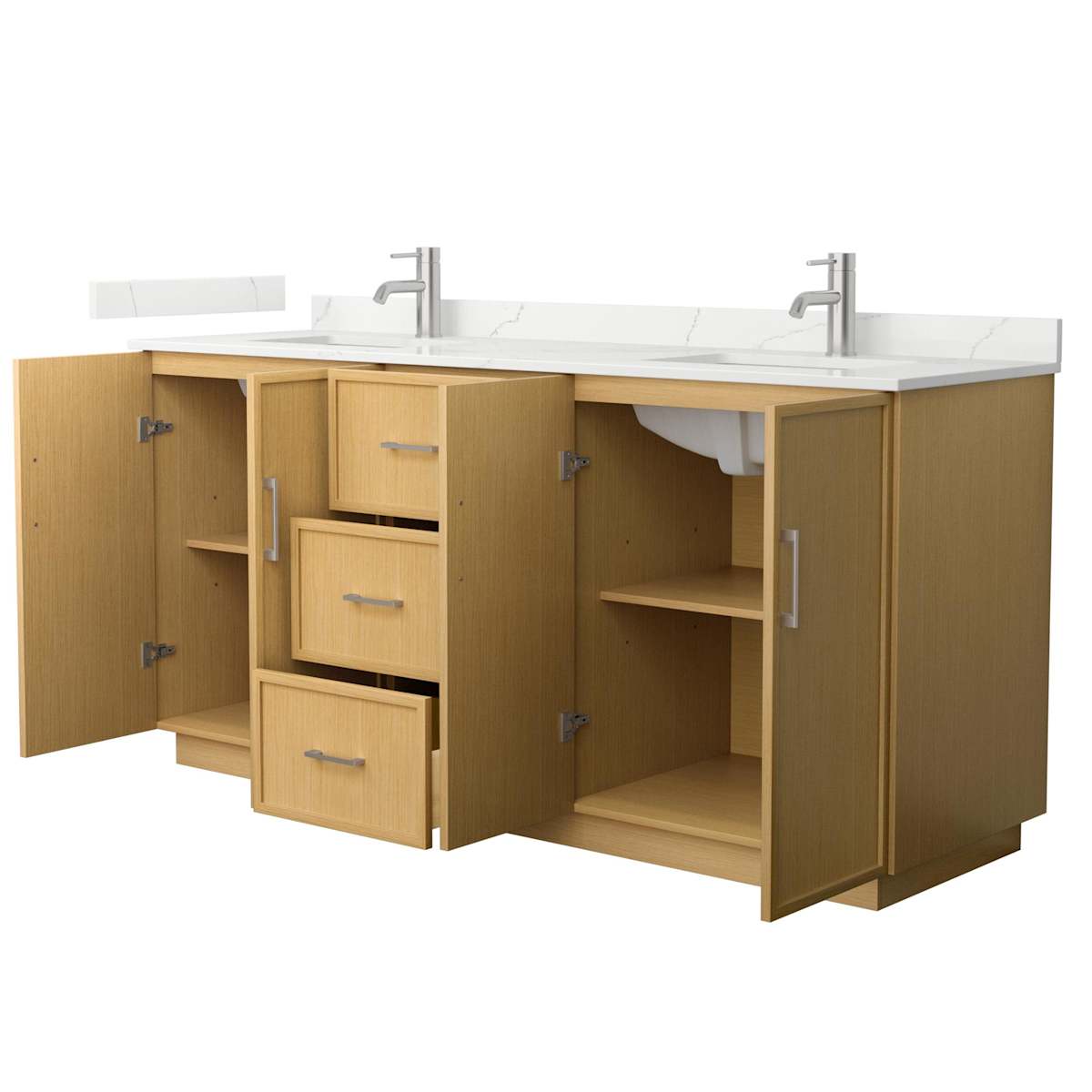 Elan TK 72" Free Standing Double Basin Vanity Set with Cabinet and Quartz Vanity Top