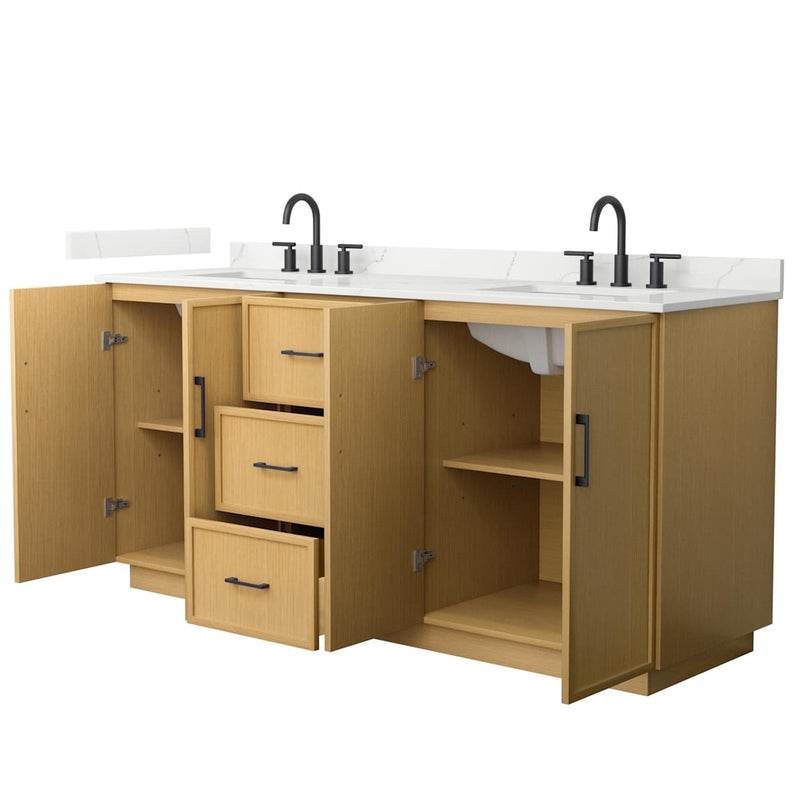 Elan TK 72" Free Standing Double Basin Vanity Set with Cabinet and Quartz Vanity Top - image 2