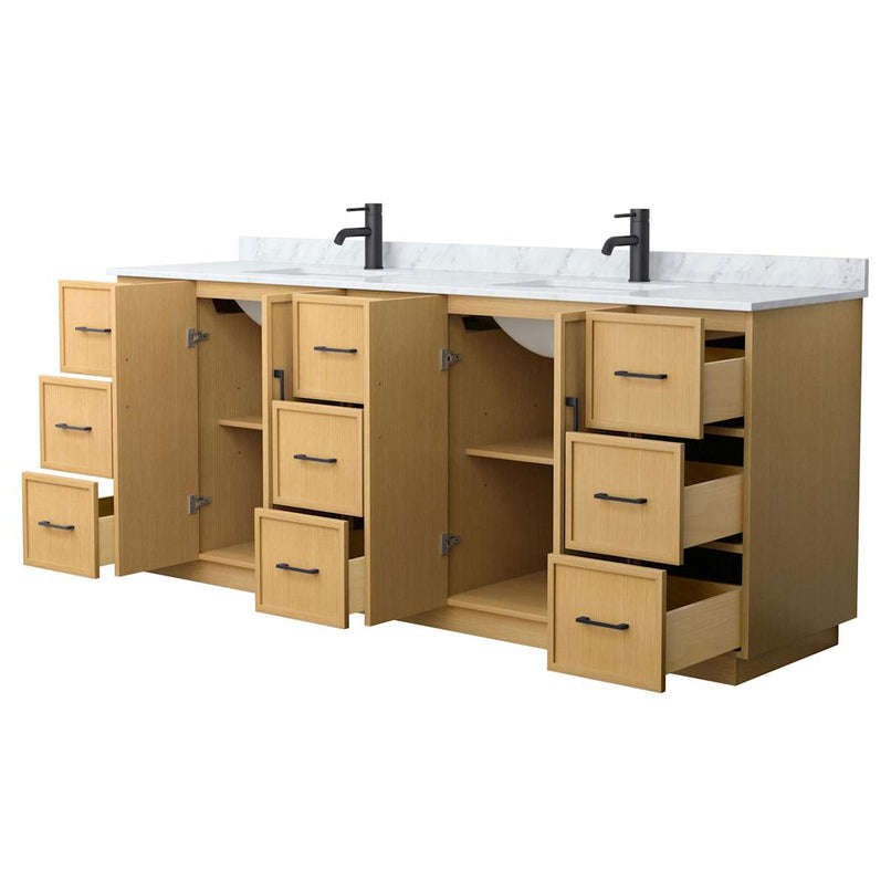 Elan TK 84" Free Standing Double Basin Vanity Set with Cabinet and Marble Vanity Top - image 2