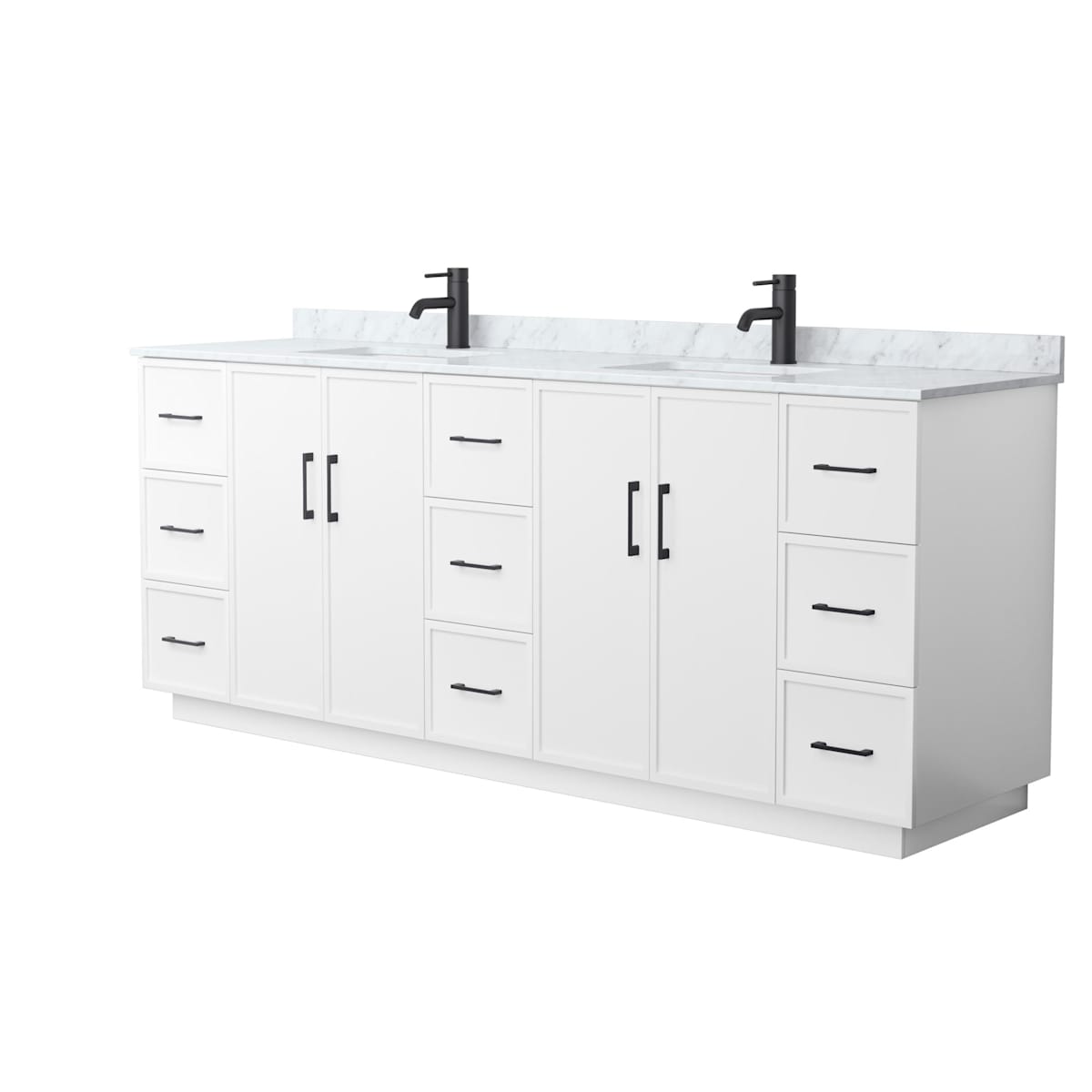 Elan TK 84" Free Standing Double Basin Vanity Set with Cabinet and Marble Vanity Top