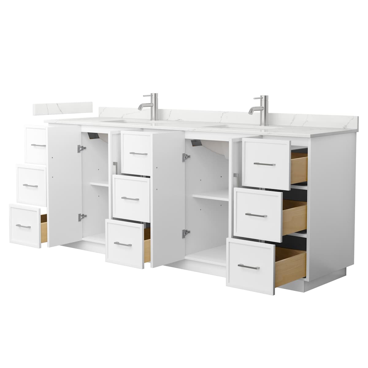 Elan TK 84" Free Standing Double Basin Vanity Set with Cabinet and Quartz Vanity Top - image 9