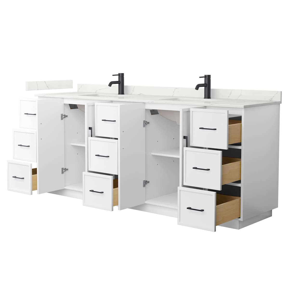 Elan TK 84" Free Standing Double Basin Vanity Set with Cabinet and Quartz Vanity Top - image 11